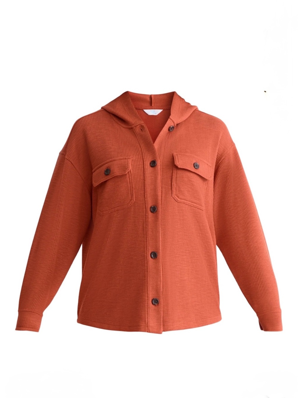 Textured Button-Front Shirt Jacket in Rust